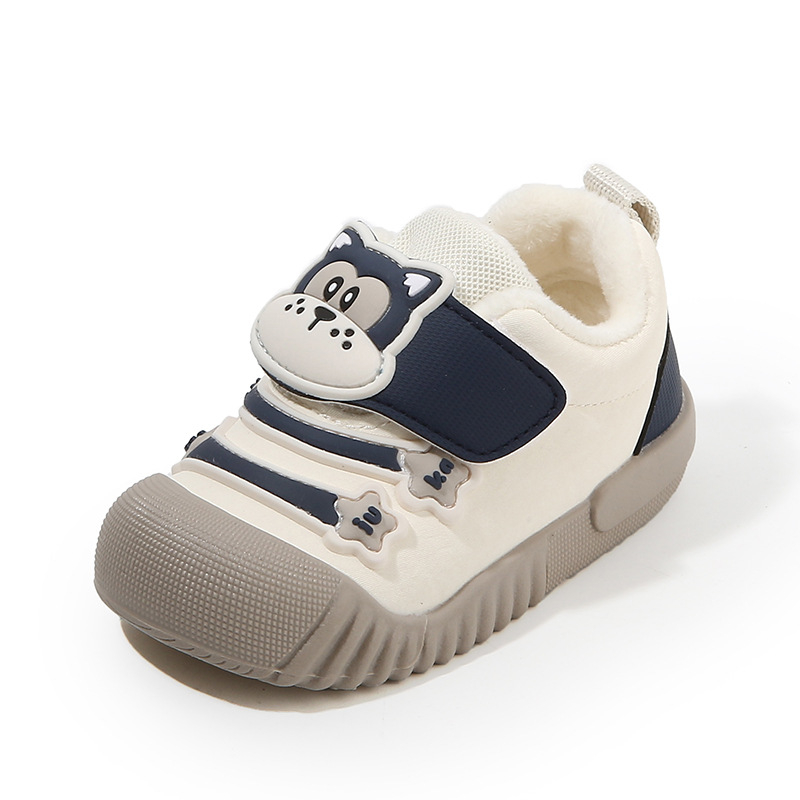Zimske cipelice za bebe, unisex, flis podstava, gornji dio od mikrovlaknast koža, mekana protuklizna potplat, Velcro kopčanje, crtani uzorak, za djecu 12–36 i 24–48 mjeseci
