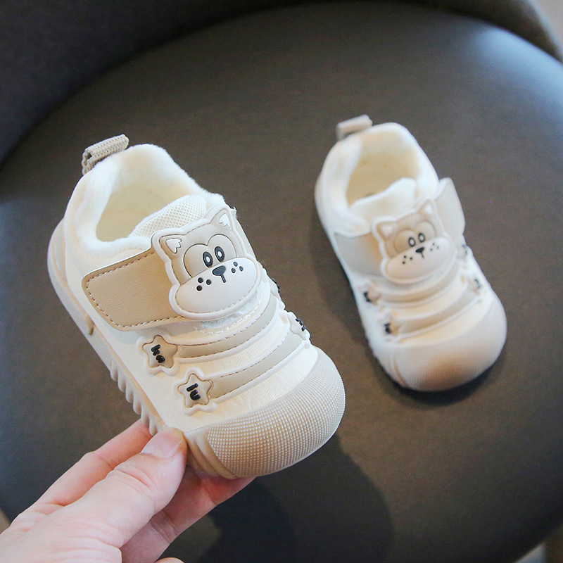 Zimske cipelice za bebe, unisex, flis podstava, gornji dio od mikrovlaknast koža, mekana protuklizna potplat, Velcro kopčanje, crtani uzorak, za djecu 12–36 i 24–48 mjeseci