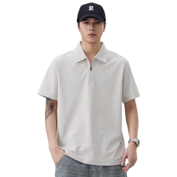 Muški polo s poluzipom, waffle pletenina, japanski stil, kratkim rukavima