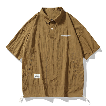 Minimalistička polo majica s vezenjem, hongkonški stil, kratkih rukava, muški ljetni polo s ovratnikom, jednobojna, japanski stil
