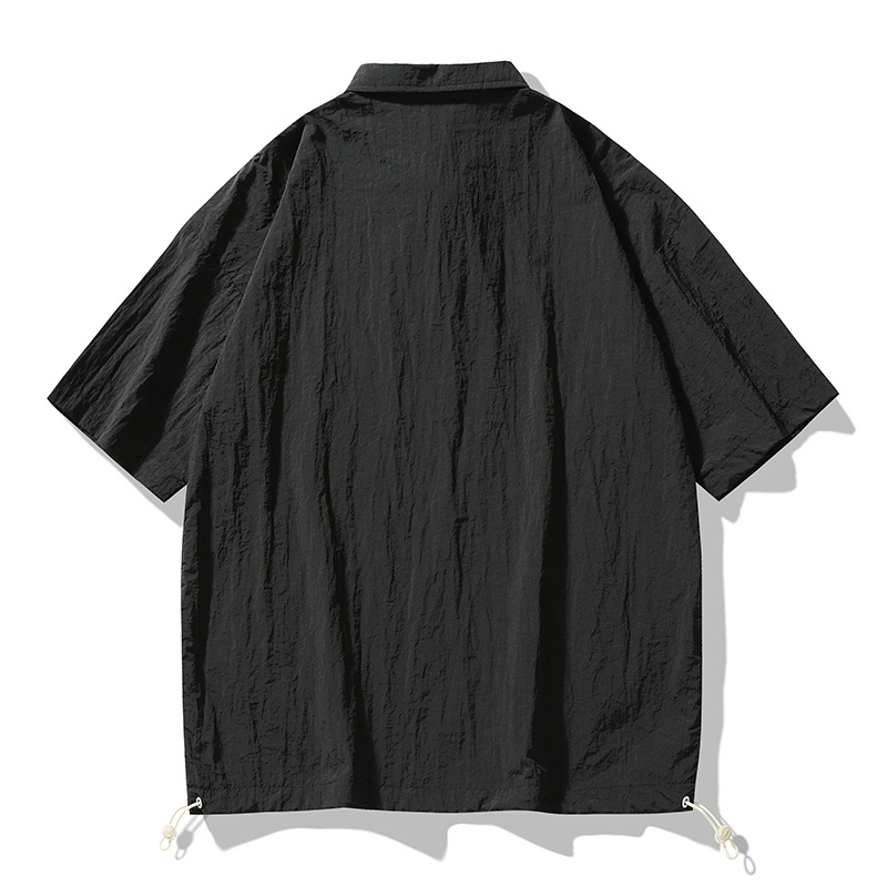 Minimalistička polo majica s vezenjem, hongkonški stil, kratkih rukava, muški ljetni polo s ovratnikom, jednobojna, japanski stil