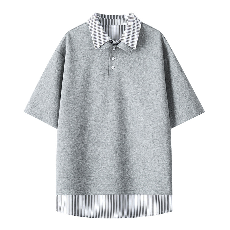DT6247 férfi Mamba pamut rövid ujjú póló kockás patchworkkal, 2026 nyár
