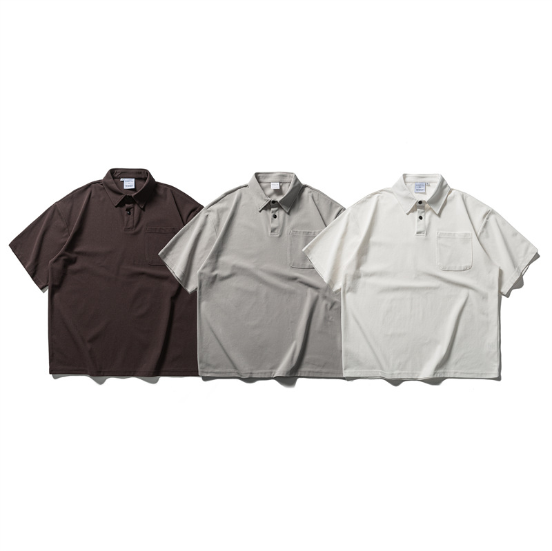 Yidao Vintage polo majica s kratkim rukavima, širokog kroja, jednobojna, japanski stil, ljeto 2026