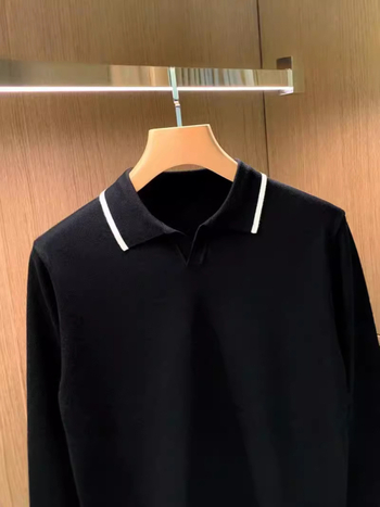 Férfi kötött polo gallérral – minimalist casual őszi hosszú ujjú felső