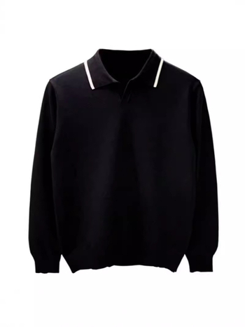 Férfi kötött polo gallérral – minimalist casual őszi hosszú ujjú felső