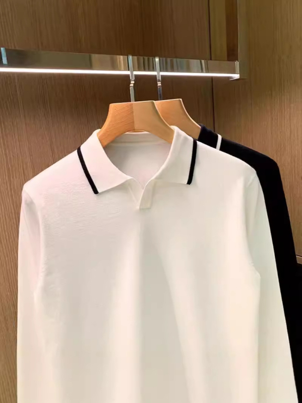Férfi kötött polo gallérral – minimalist casual őszi hosszú ujjú felső