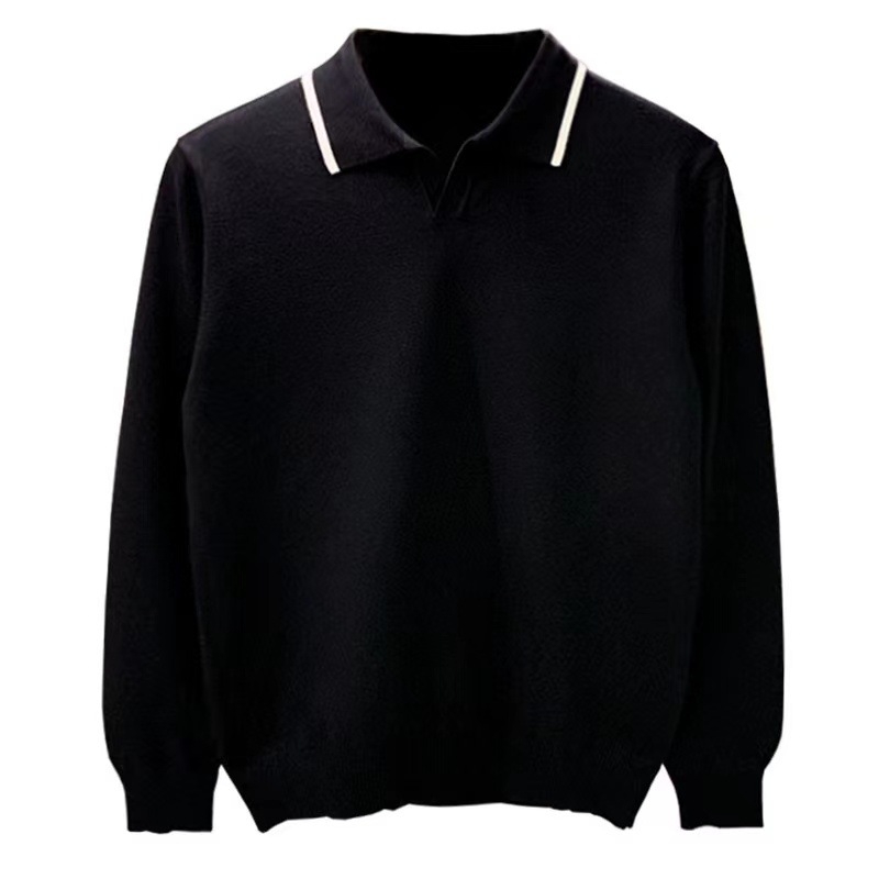 Férfi kötött polo gallérral – minimalist casual őszi hosszú ujjú felső