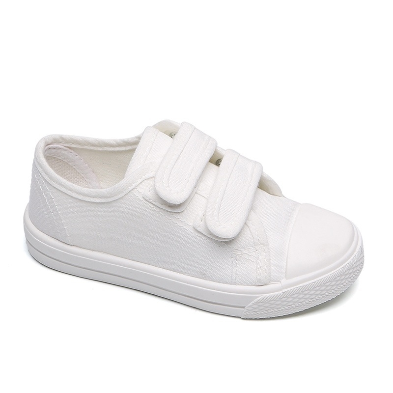 Dječje platnene tenisice, bijele, unisex, s Velcro kopčom, unutarnje cipele za vrtić, veličine 26–35