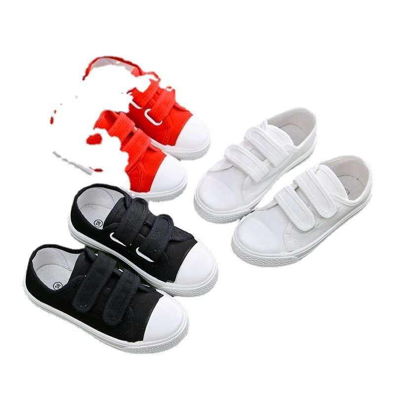 Dječje platnene tenisice, bijele, unisex, s Velcro kopčom, unutarnje cipele za vrtić, veličine 26–35
