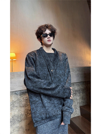 Harajuku-stílusú oversized kardigán tiniknek, kockás patchwork, tavasz–ősz