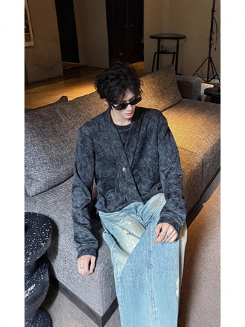 Harajuku-stílusú oversized kardigán tiniknek, kockás patchwork, tavasz–ősz
