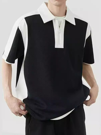 2025 muška kratkih rukava majica za ljeto, japanski stil, color-block dizajn, opuštena silueta