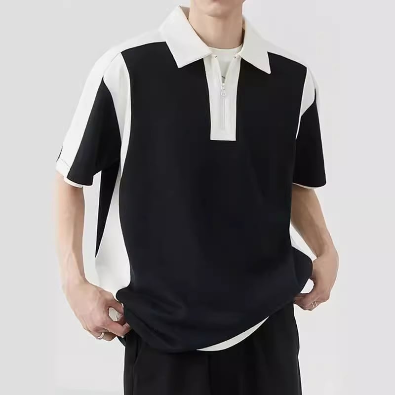 2025 muška kratkih rukava majica za ljeto, japanski stil, color-block dizajn, opuštena silueta