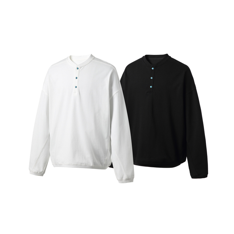 A Meng ανδρικό polo με Henley γιακά, σε αμερικανικό στυλ, χαλαρή γραμμή, για άνοιξη και φθινόπωρο