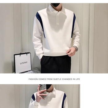 Muško polo dugih rukava s blok boja, šivana slova, retro američki stil, opuštena silueta, polu-zip