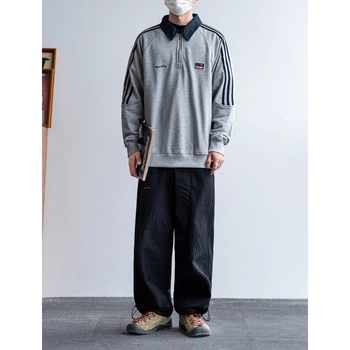 Uniszex amerikai stílusú fél-zip polo dzseki fleece anyagból, egyetemi stílus