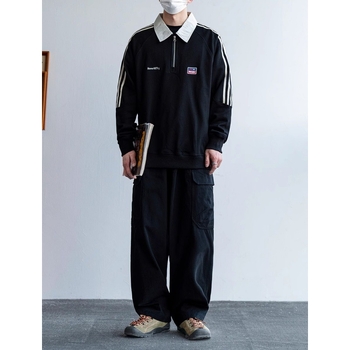Uniszex amerikai stílusú fél-zip polo dzseki fleece anyagból, egyetemi stílus