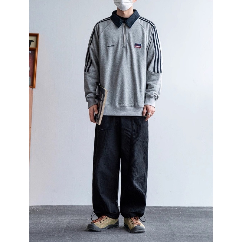 Uniszex amerikai stílusú fél-zip polo dzseki fleece anyagból, egyetemi stílus