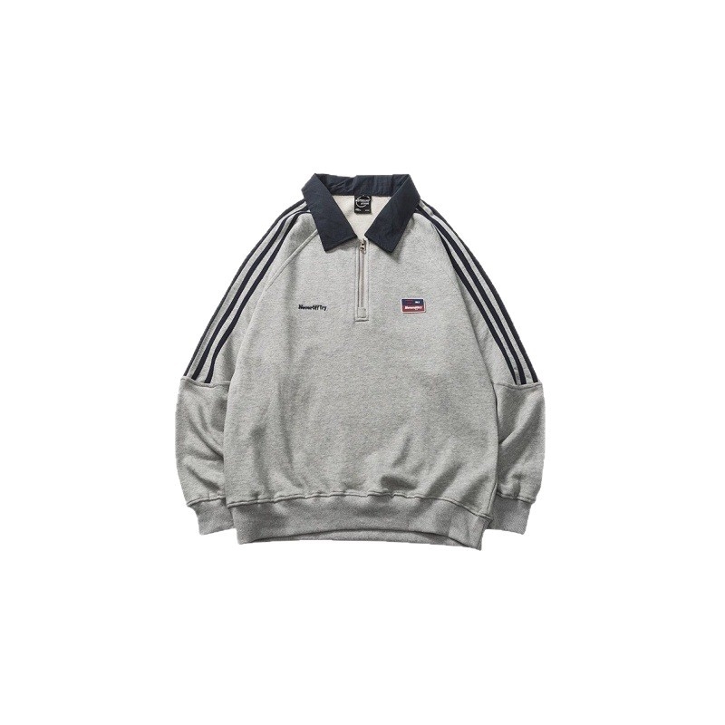Uniszex amerikai stílusú fél-zip polo dzseki fleece anyagból, egyetemi stílus