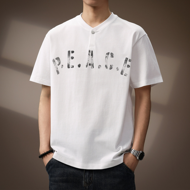 Ανδρικό κοντομάνικο T-shirt υψηλής ποιότητας σε ιαπωνικό ρετρό ύφος, φαρδιά γραμμή, καλοκαιρινή μπλούζα με εκτύπωση τύπου πόλο