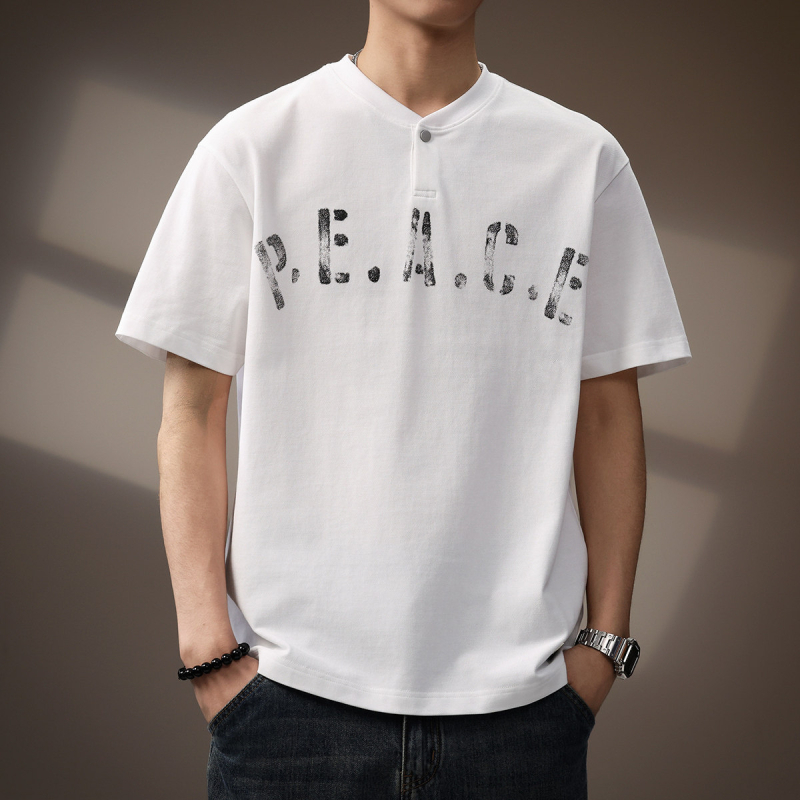 Ανδρικό κοντομάνικο T-shirt υψηλής ποιότητας σε ιαπωνικό ρετρό ύφος, φαρδιά γραμμή, καλοκαιρινή μπλούζα με εκτύπωση τύπου πόλο