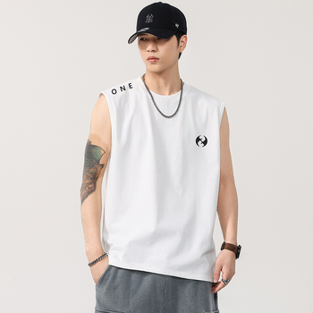 T2920 Ανδρικό αμάνικο T‑shirt σε ιαπωνικό στυλ, 260 g, χαλαρή γραμμή, μοντέρνο πολυχρηστικό τοπ
