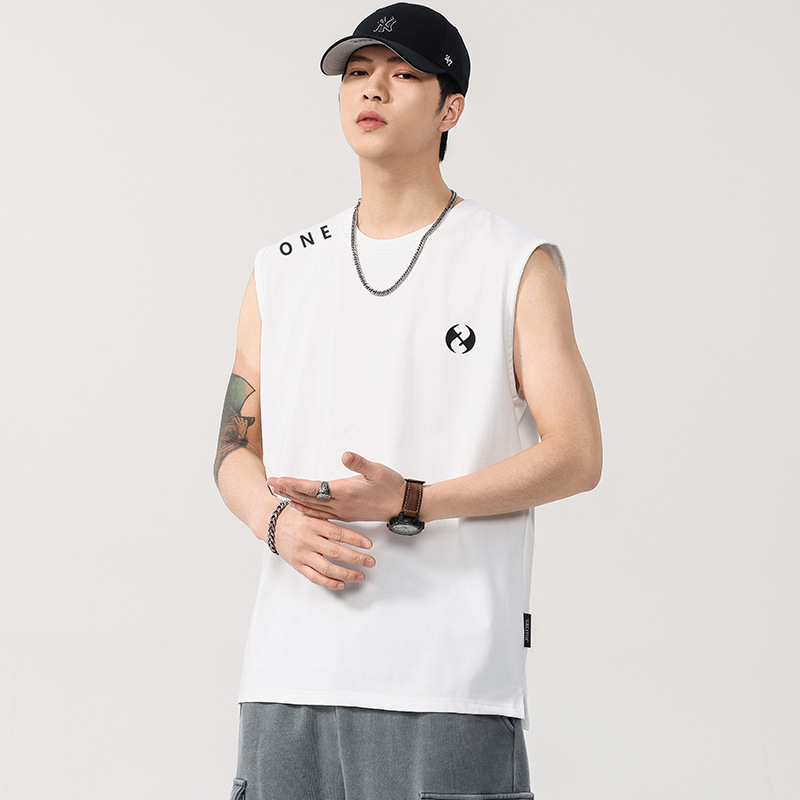 T2920 Ανδρικό αμάνικο T‑shirt σε ιαπωνικό στυλ, 260 g, χαλαρή γραμμή, μοντέρνο πολυχρηστικό τοπ