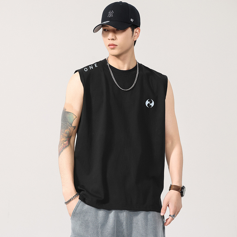 T2920 Ανδρικό αμάνικο T‑shirt σε ιαπωνικό στυλ, 260 g, χαλαρή γραμμή, μοντέρνο πολυχρηστικό τοπ