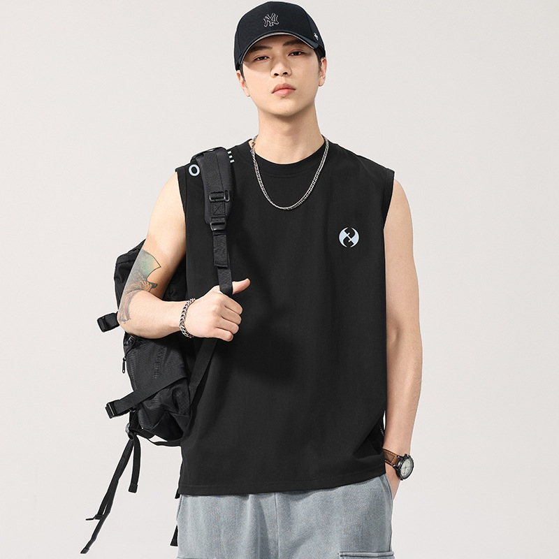 T2920 Ανδρικό αμάνικο T‑shirt σε ιαπωνικό στυλ, 260 g, χαλαρή γραμμή, μοντέρνο πολυχρηστικό τοπ