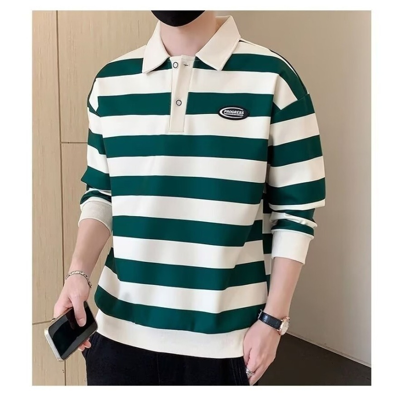 Muška polo majica s dugim rukavima, japanskog stila, bez marke, minimalistički dizajn