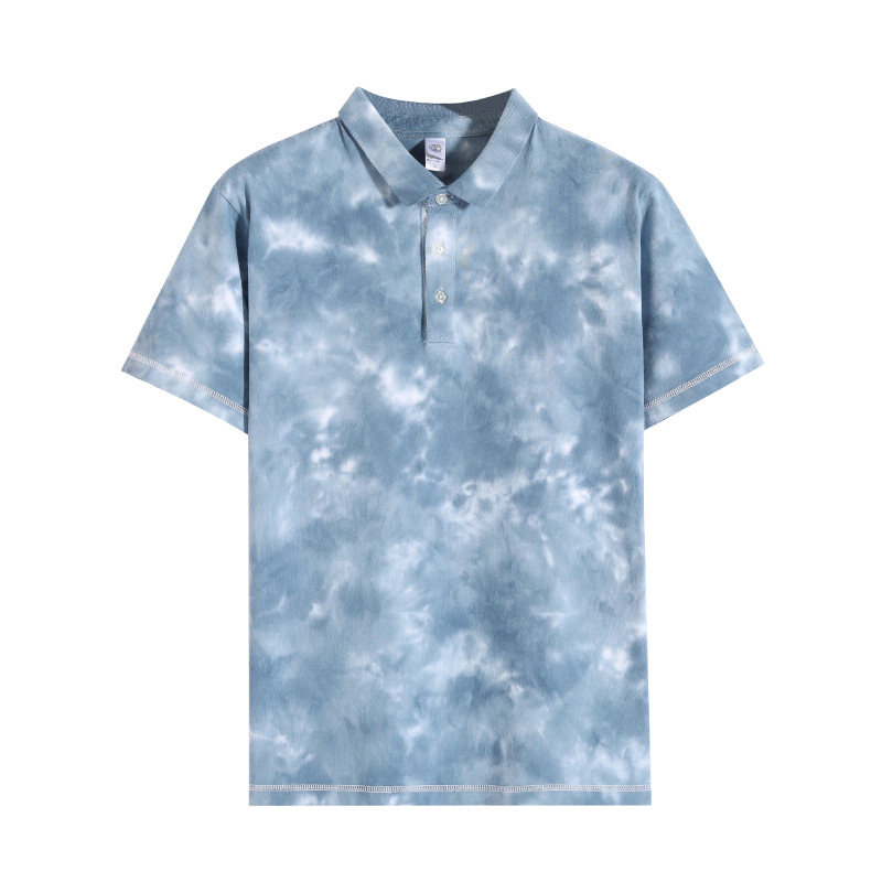 Πόλο πουκάμισο Tie-Dye, ιαπωνικού στυλ, βαρύ βαμβάκι 100%, με γιακά, κοντά μανίκια, φαρδιά γραμμή, αναπνέει, καλοκαίρι