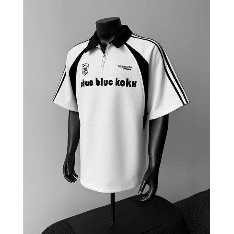 Muška polo majica s polu-zipom, dekonstruiran dizajn, kratki rukavi, ljeto