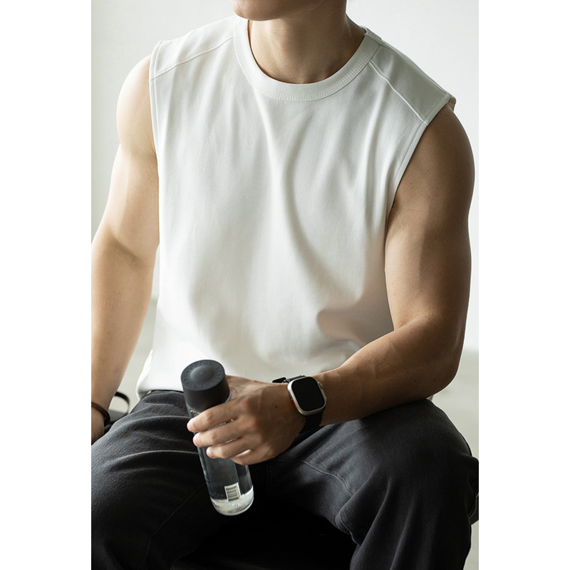 Muški bezrukavni top u američkom stilu, hladan Ice Silk materijal, bezšivni, za fitness, ljeto 2025, ugodan koži
