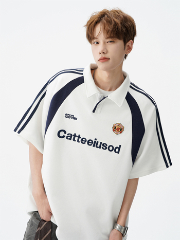 Muška polo majica s labavim krojem i blokovima boja, američki stil za ljeto, kratki rukavi, klasičan ovratnik