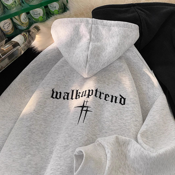 Férfi betűnyomású kardigán kapucnival – őszi streetwear, hétköznapi dzseki