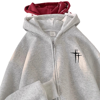 Férfi betűnyomású kardigán kapucnival – őszi streetwear, hétköznapi dzseki