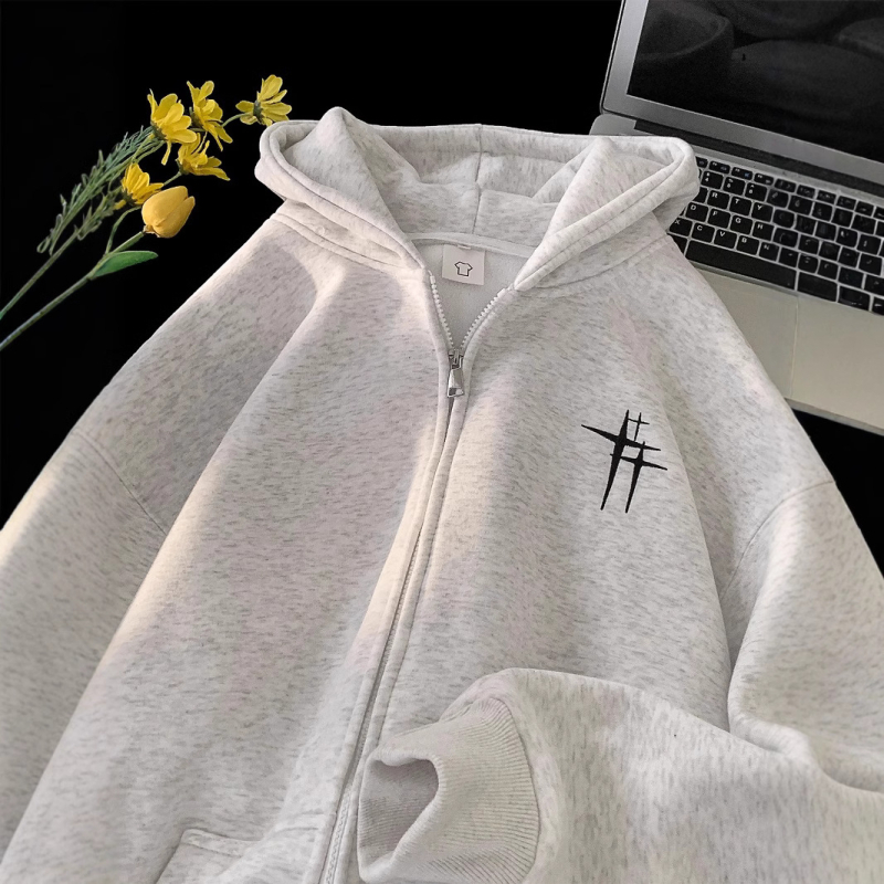 Férfi betűnyomású kardigán kapucnival – őszi streetwear, hétköznapi dzseki