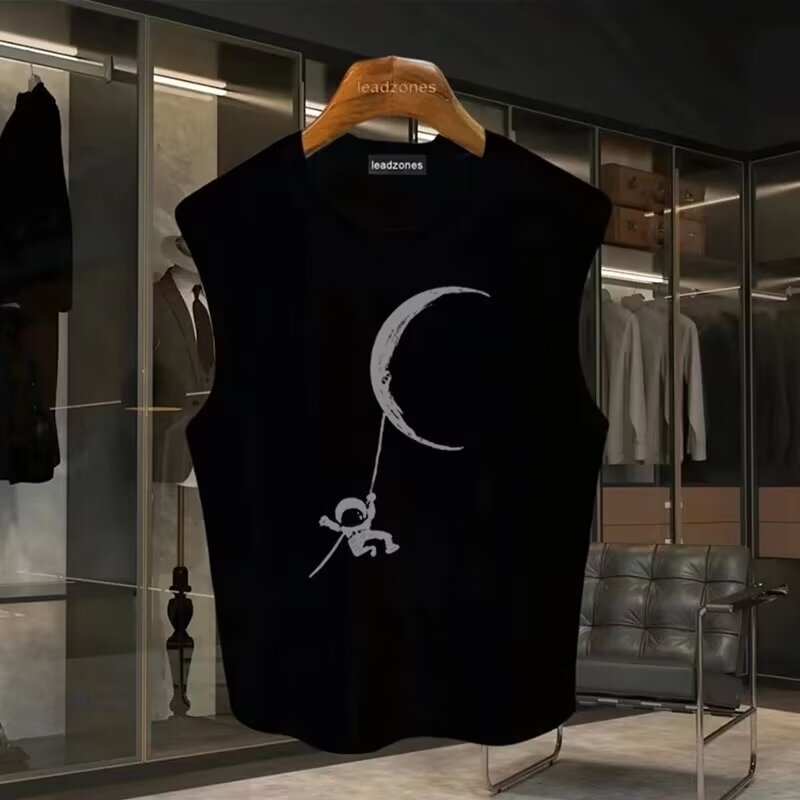 Ανδρικό καλοκαιρινό αμάνικο γιλέκο μπάσκετ, μεγάλου μεγέθους, αμερικανικού στυλ
