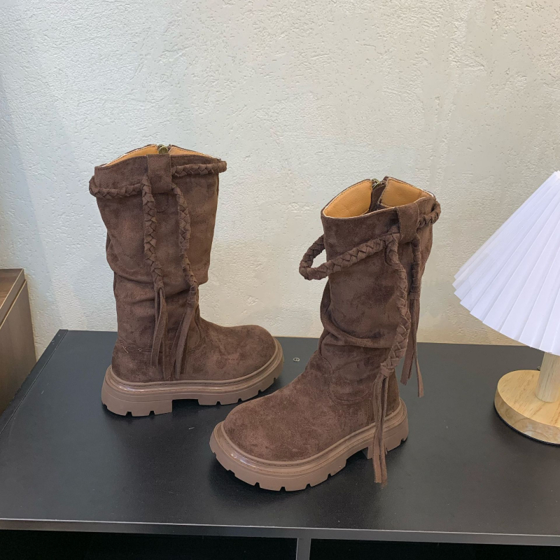 Dječje visoke čizme, jesen 2025, retro britanski stil, inspirirano korejskim dizajnom, svestrane anti-slip western čizme