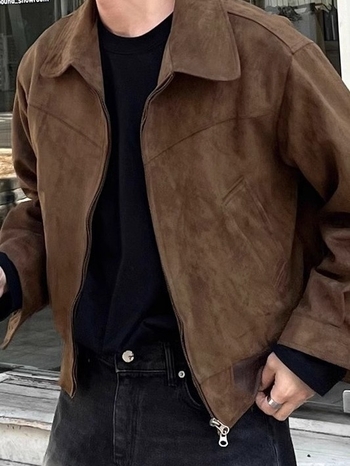 Maillard Wear férfi rövid vintage velúr bomberdzseki, barna, amerikai stílus.