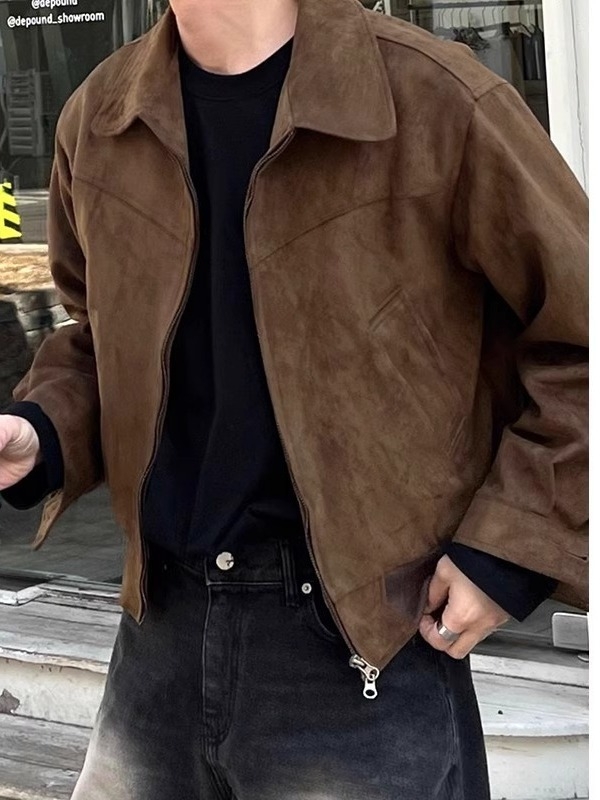 Maillard Wear férfi rövid vintage velúr bomberdzseki, barna, amerikai stílus.