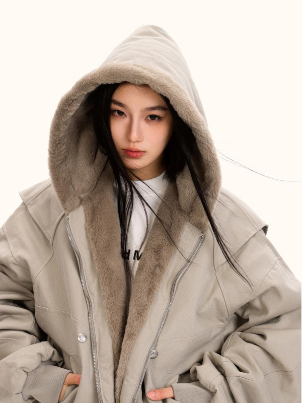 Zuoshan Diao Κουκούλα με επένδυση φλίς, ζεστή χειμερινή ζακέτα, unisex, χαλαρή γραμμή, βαμβακερό ρούχο εργασίας