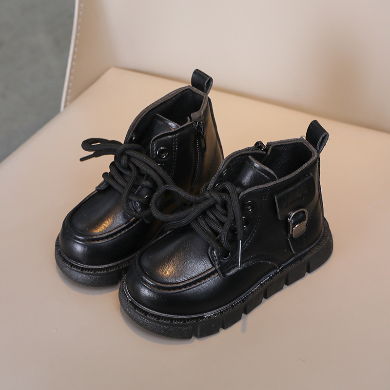 Dječje martinske čizme, jesensko-zimske, kratke, sintetička koža, korejskog stila, unisex, bočni zip, TPR potplat, uložak od prirodne kože