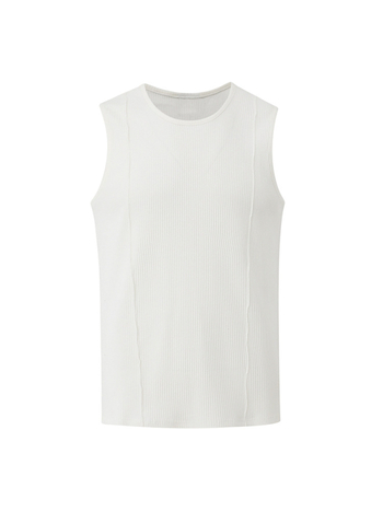 MYQ Ανδρικό Καλοκαιρινό Αμάνικο T‑Shirt, Slim‑Fit, 100% Βαμβάκι, Στρογγυλός Λαιμός, Μονόχρωμο, Κορεάτικο Στυλ