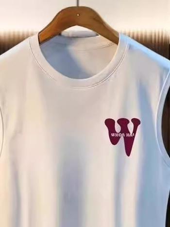 Ανδρικό χωρίς μανίκια T‑shirt με εκτύπωση, 100% βαμβάκι, καλοκαιρινό casual αθλητικό
