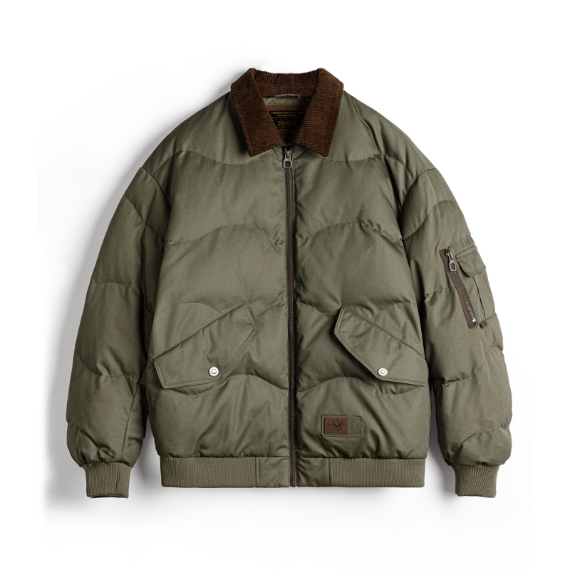 Maden Workwear Αμερικανικό Ρετρό CWU-45P Αεροπορικό Μπουφάν, Σύντομο Μήκος, Με Γιακά, Θερμό Βαμβακερό Παλτό για Άνδρες, Χειμώνας