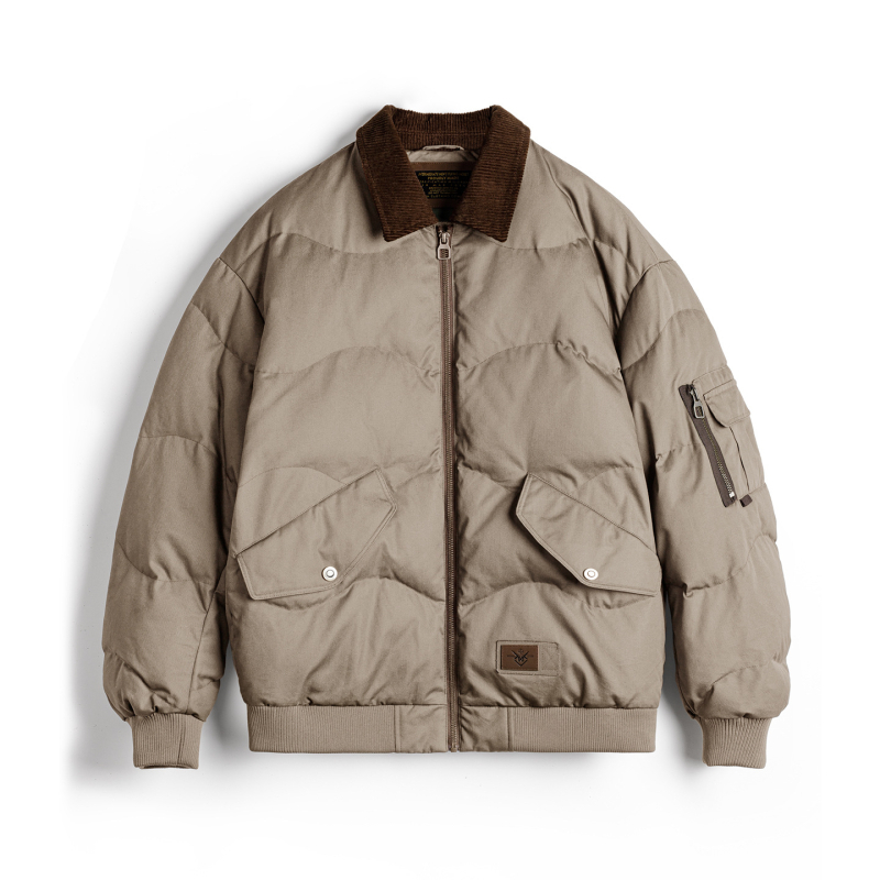 Maden Workwear Αμερικανικό Ρετρό CWU-45P Αεροπορικό Μπουφάν, Σύντομο Μήκος, Με Γιακά, Θερμό Βαμβακερό Παλτό για Άνδρες, Χειμώνας