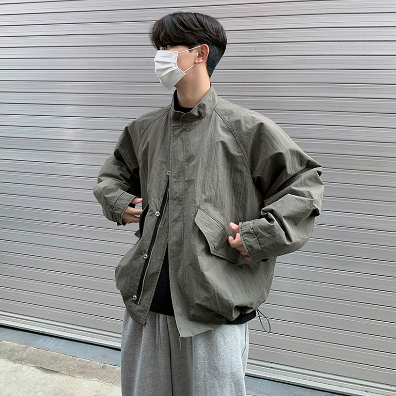 MYQ Muška jakna sa stojećim ovratnikom za jesen, ležerni kroj, korejski casual stil, vanjska radna jakna