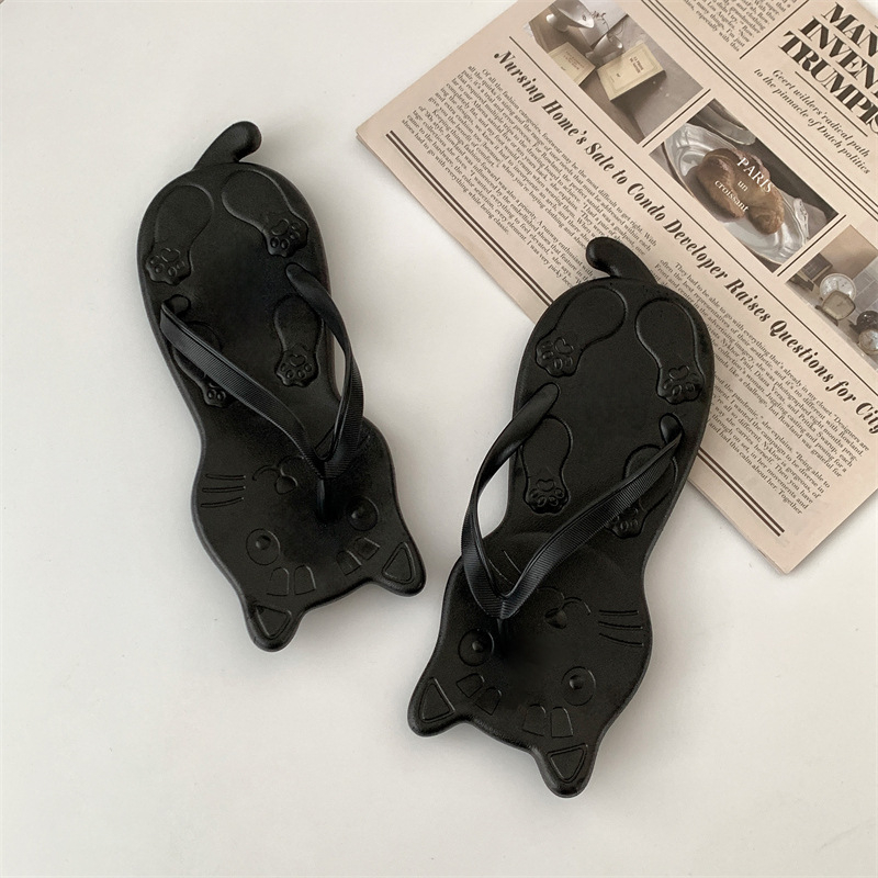 Női macskafej formájú flip-flop papucs, 2025 nyári divat, mindennapi kényelmes viselet a strandon és a szabadban