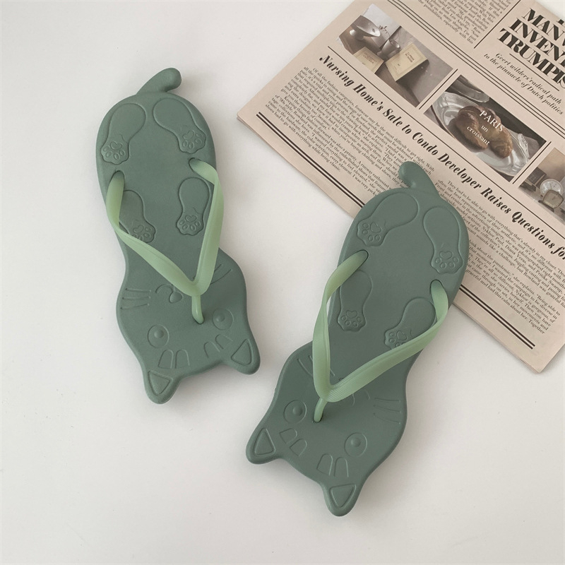 Női macskafej formájú flip-flop papucs, 2025 nyári divat, mindennapi kényelmes viselet a strandon és a szabadban